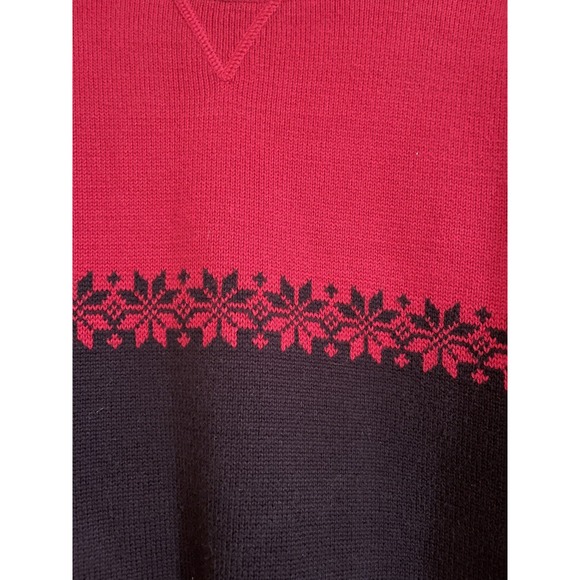 Eddie Bauer Mens Sweater Large Long Sleeve Crewneck Knit Pullover Red & Black - Picture 2 of 6